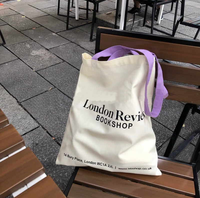 Contrast Handle Cotton Tote