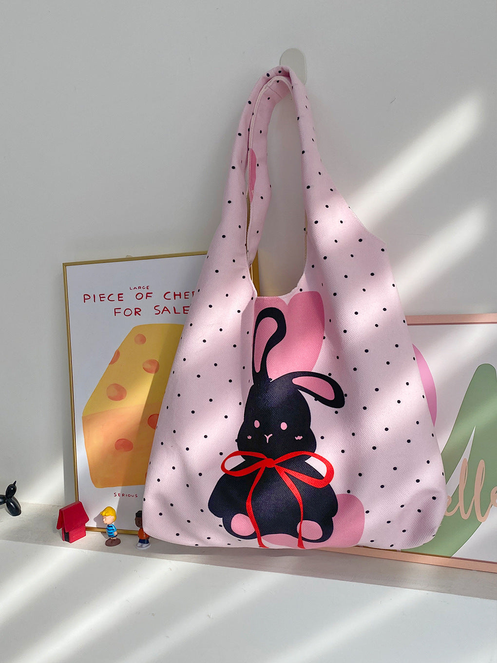 Cartoon Flocking Shoulder Tote - Modomu