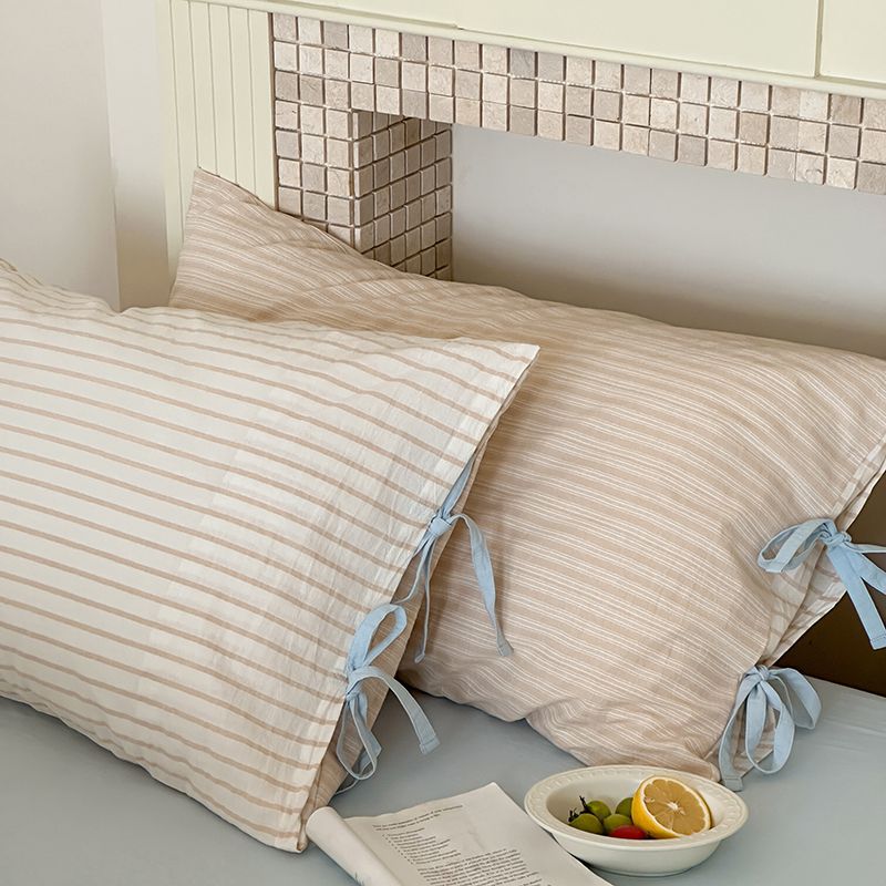 Ribbon Tie Striped Pillowcase