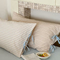 Ribbon Tie Striped Pillowcase