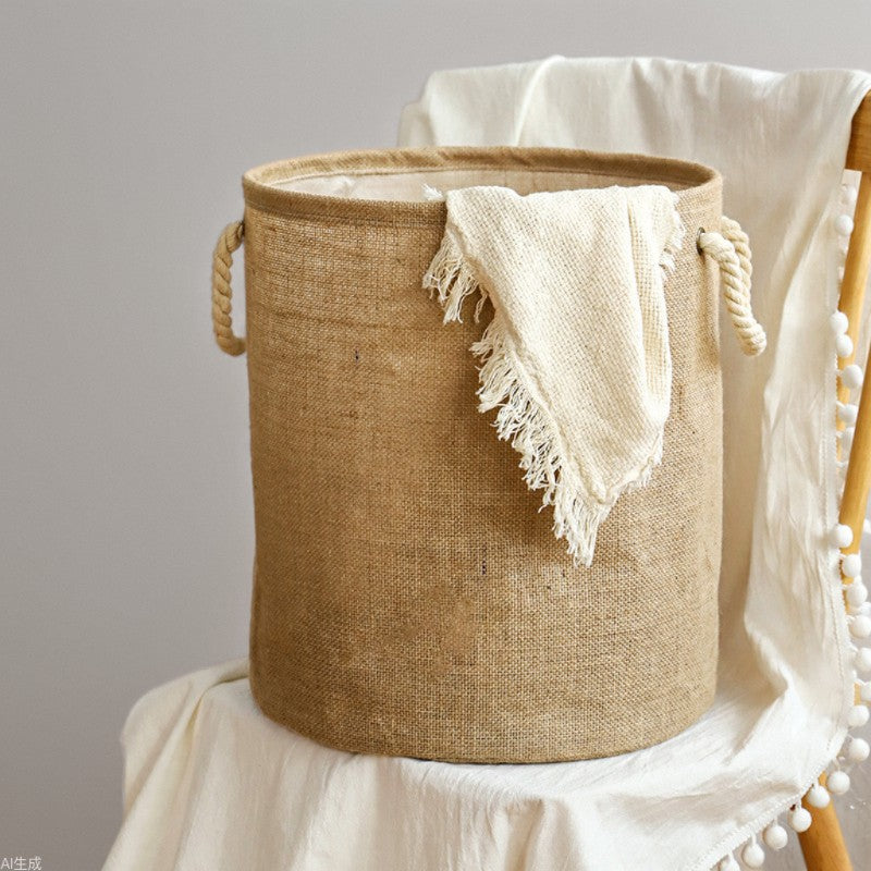 Jute Cotton Laundry Storage Basket - Modomu