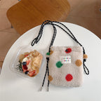 Plush Polka Dot Shoulder Bag - Modomu