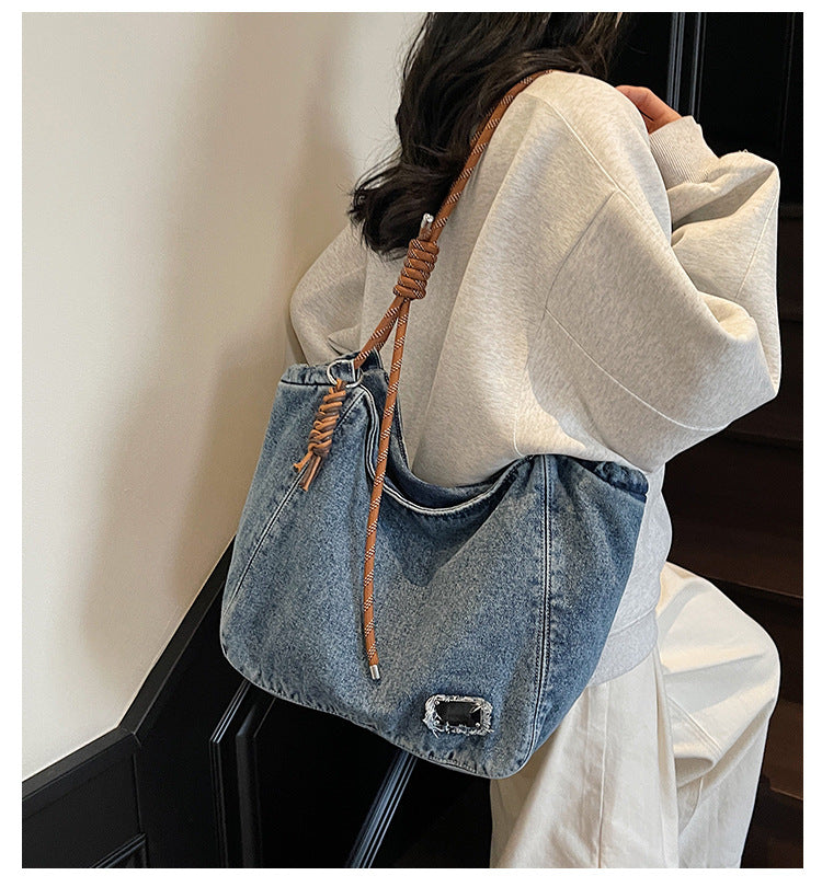 Washed Denim Slouch Tote