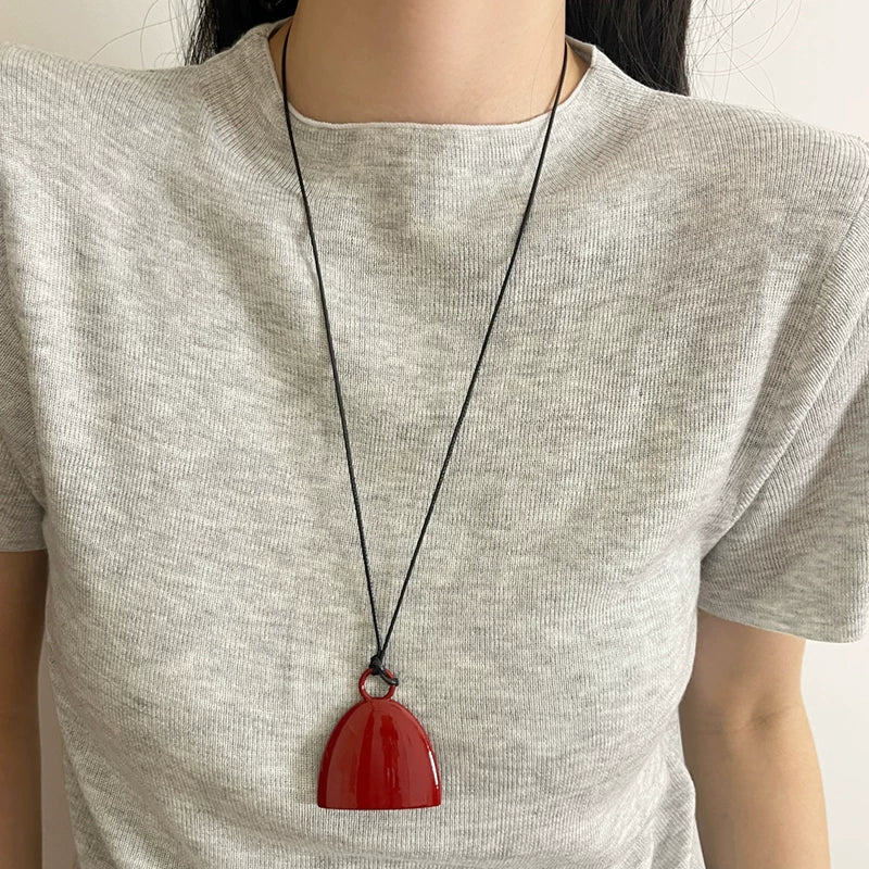 Half Moon Pendant Long Necklace