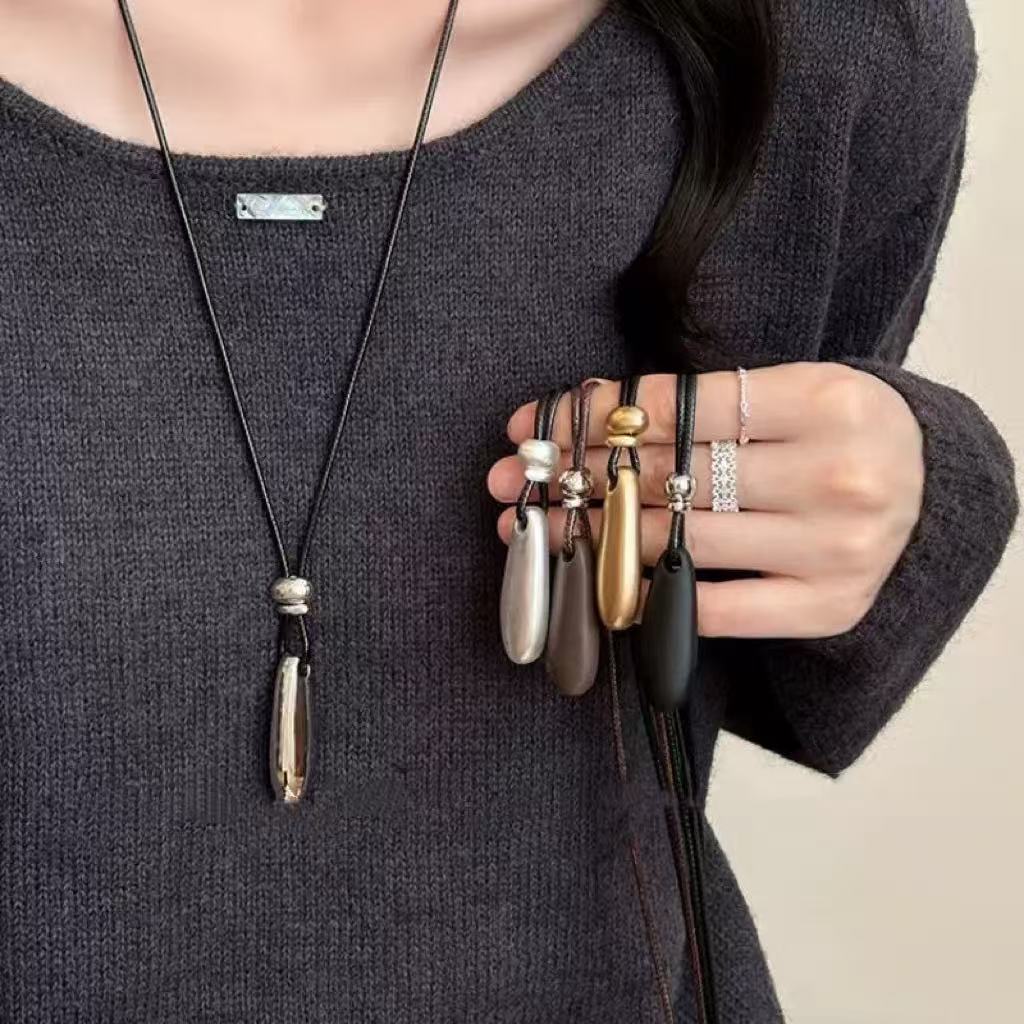 Water Drop Pendant Leather Necklace - Modomu
