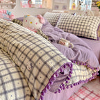 Pompom Trim Quilted Bedding Set