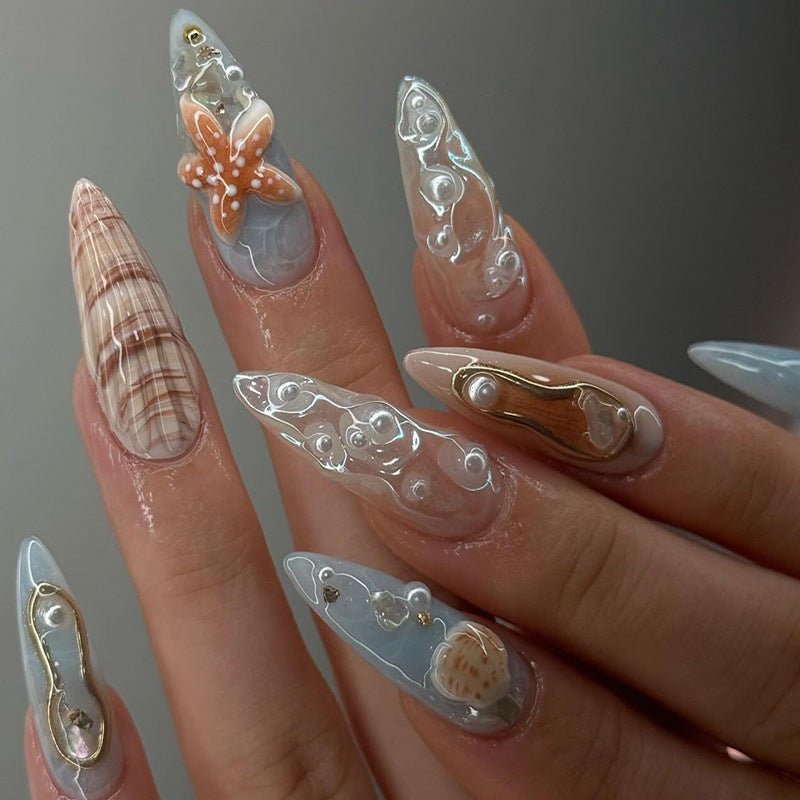 Pastel Swirl Almond Press-on Nails