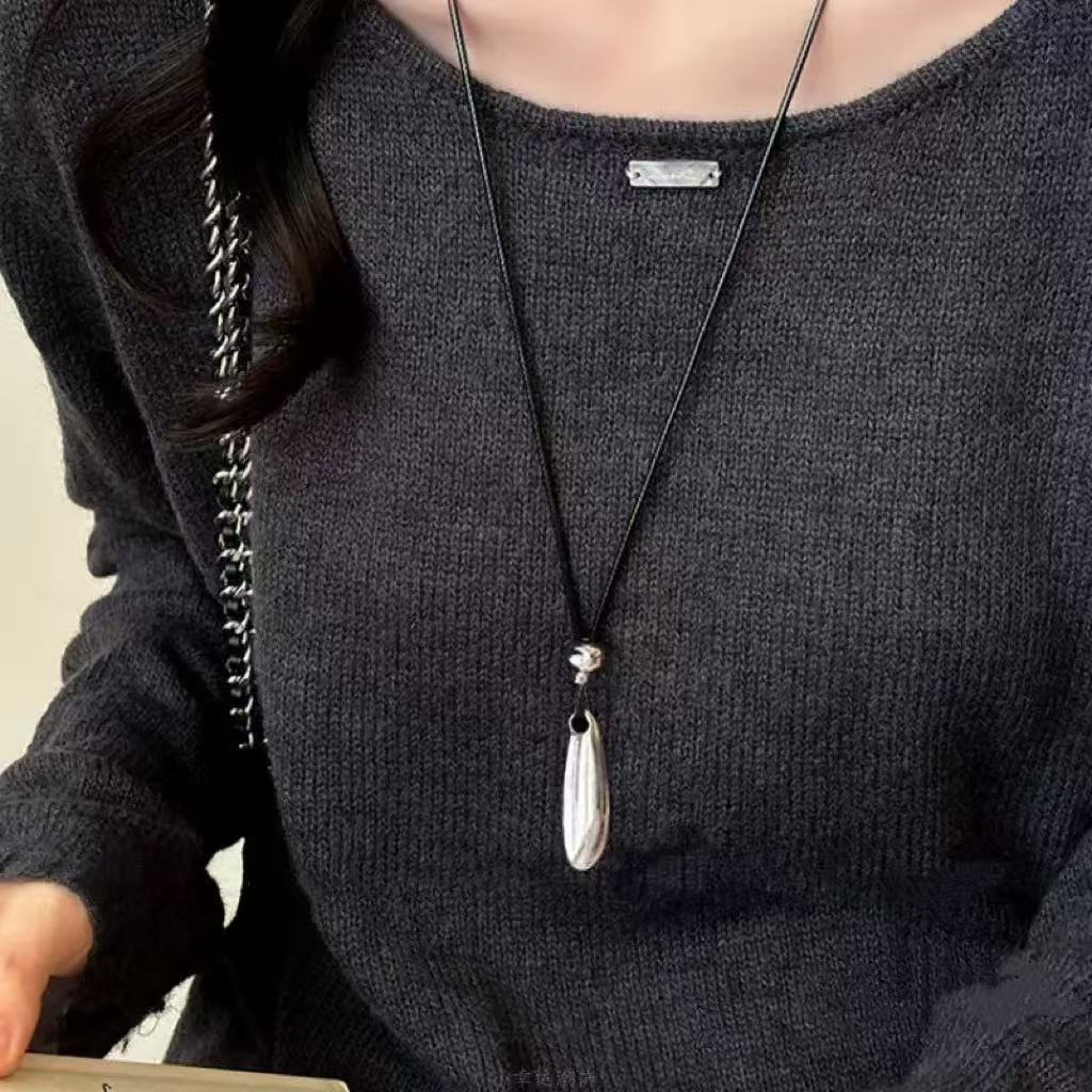Water Drop Pendant Leather Necklace - Modomu