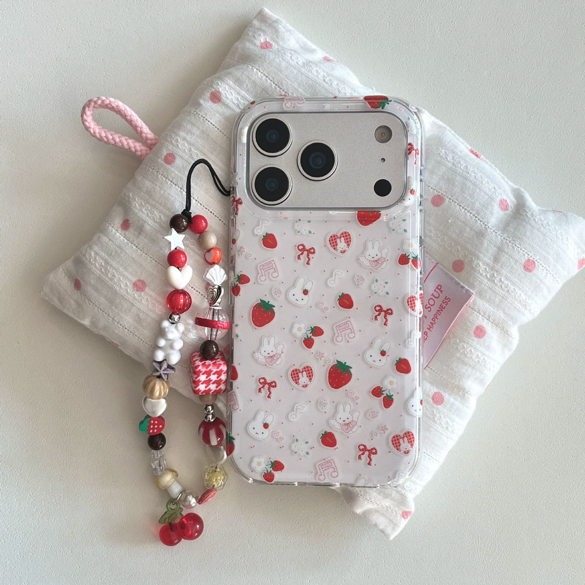 Strawberry Bunny Bow iPhone Case
