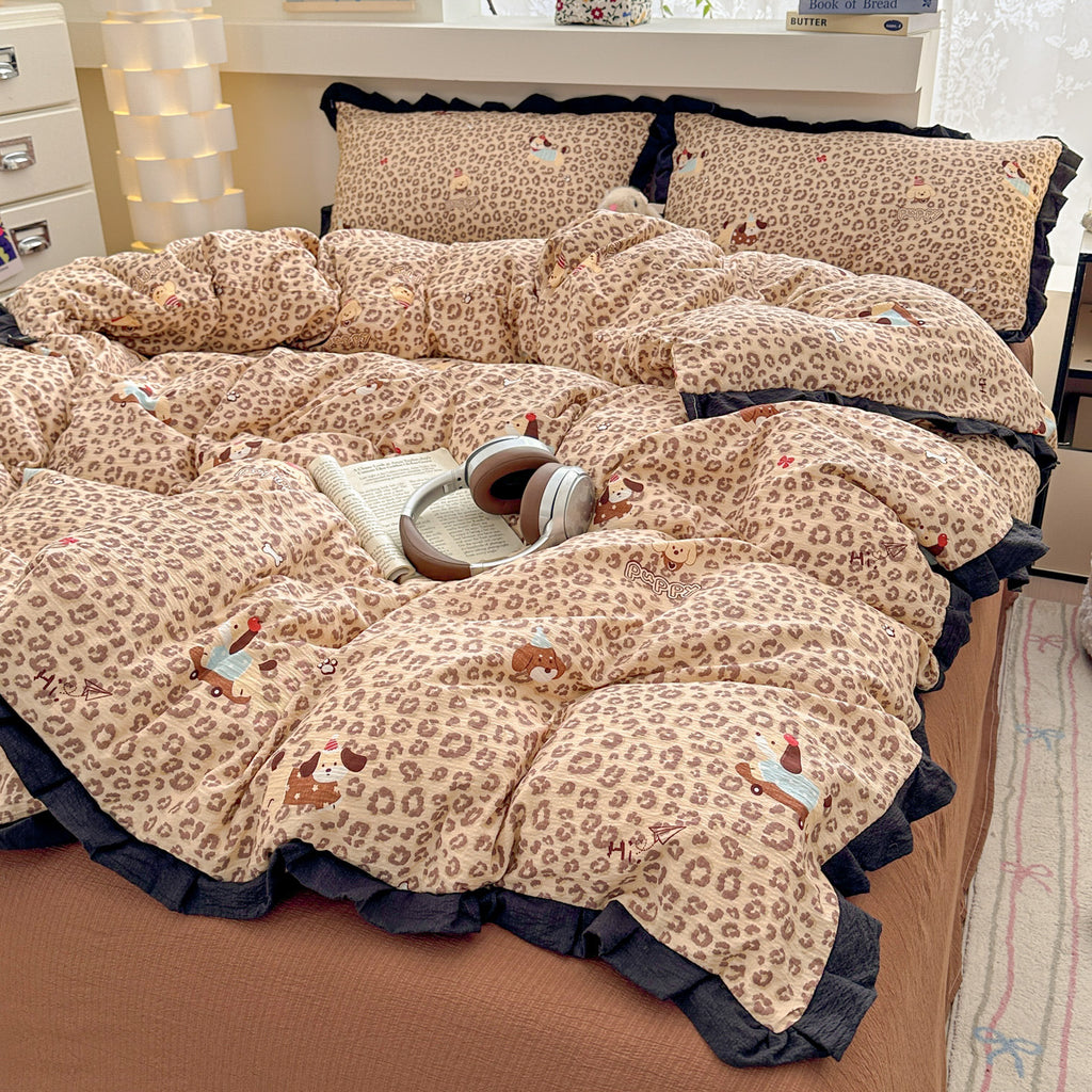 Ruffle Edge Cotton Bedding Set
