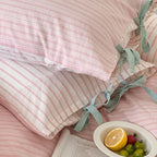 Ribbon Tie Striped Pillowcase