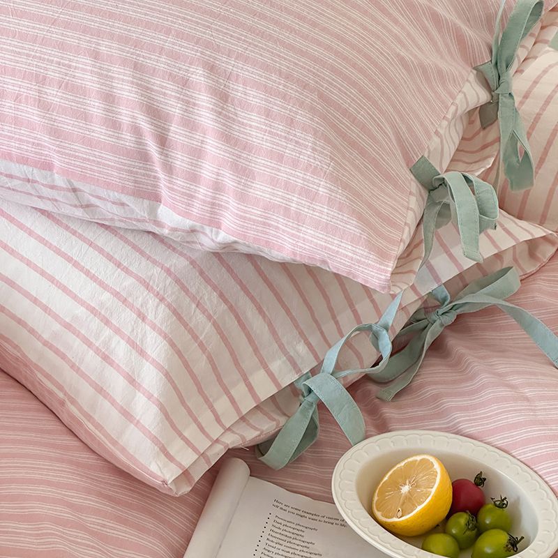 Ribbon Tie Striped Pillowcase