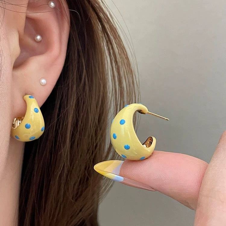 Polka Dot Chunky Teardrop Earrings