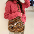 Plush Letter Crossbody Bag