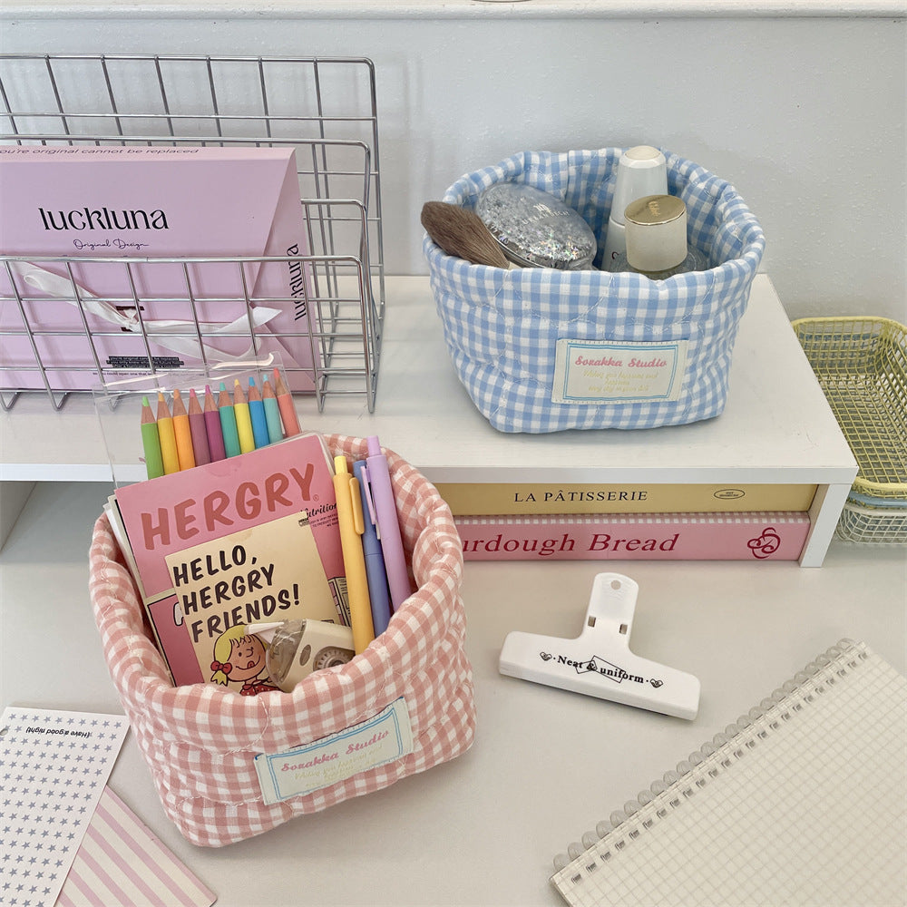 Quilted Fabric Desktop Storage Basket