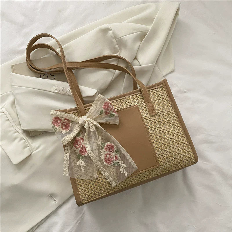 Straw Beach Shoulder Tote Bag - Modomu