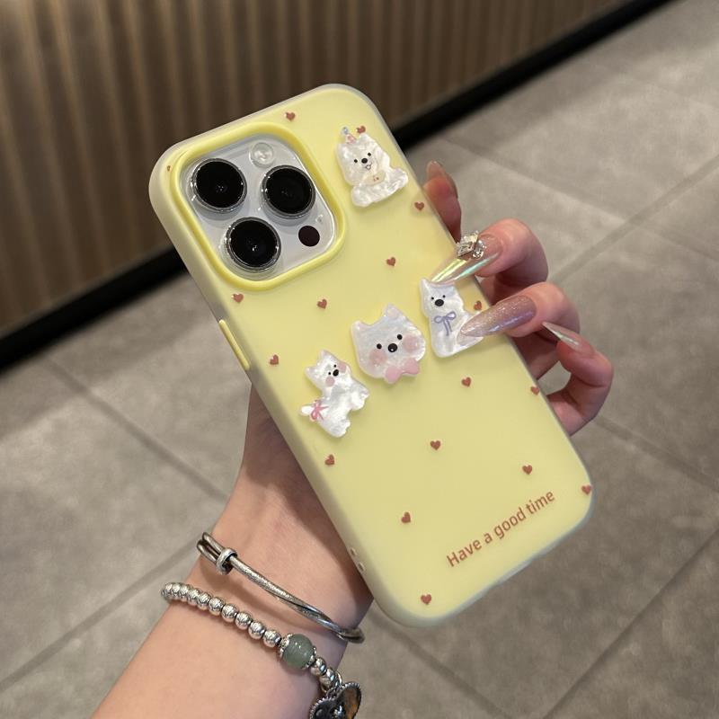 Puppy Row Heart Case – Hot Pink & Cream
