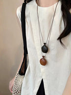 Wooden Gourd Pendant Leather Necklace - Modomu