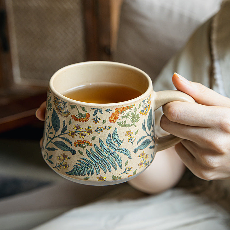 Handmade Floral Ceramic Coffee Mug - Modomu