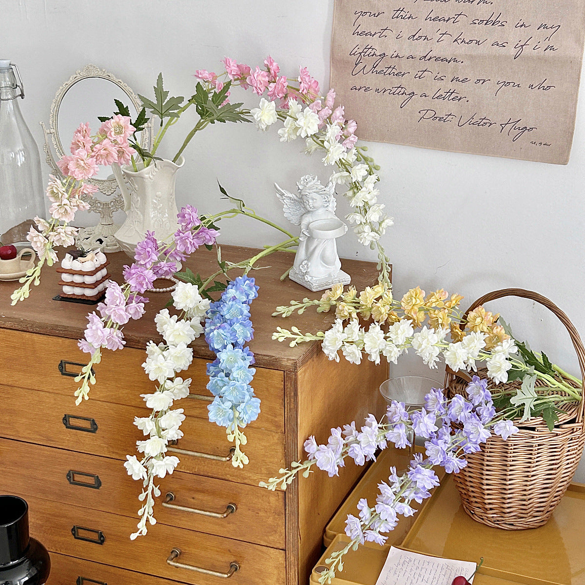 Delphinium Violet Faux Flower Arrangement - Modomu