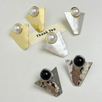 Geometric Pearl Stud Earrings - Modomu