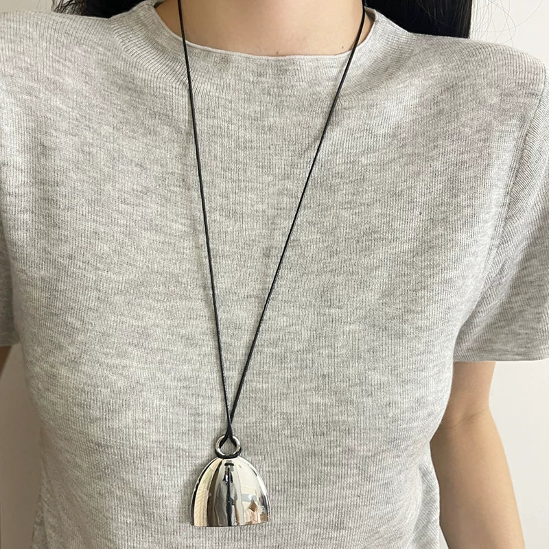 Half Moon Pendant Long Necklace