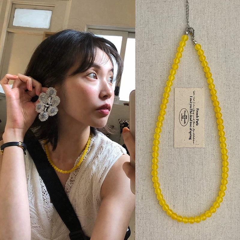 Yellow Chalcedony Agate Necklace