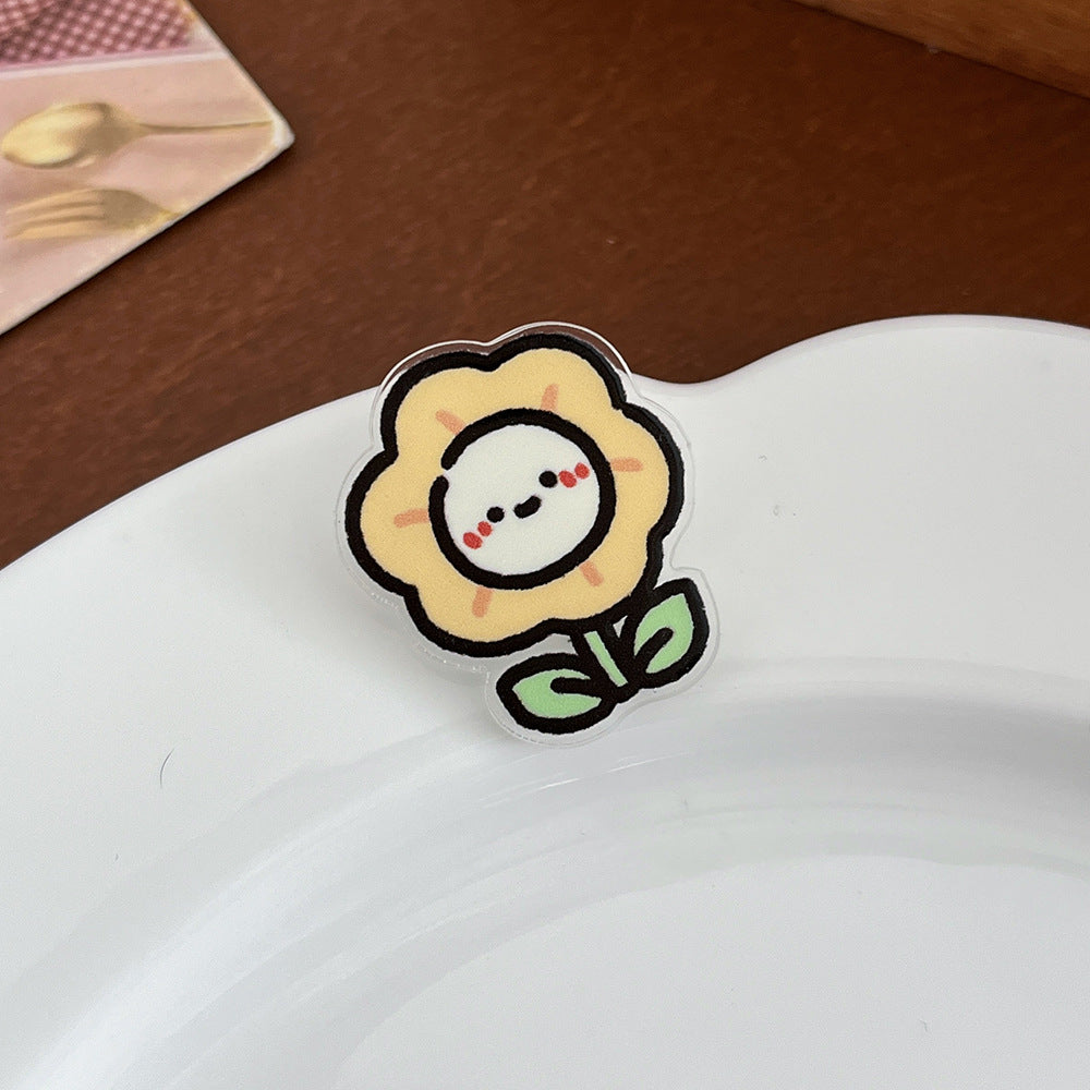 Cartoon Flower Plant Brooch Pin
