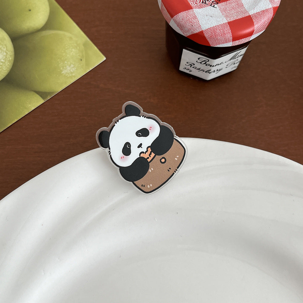 Cute Panda Acrylic Brooch Pin - Modomu