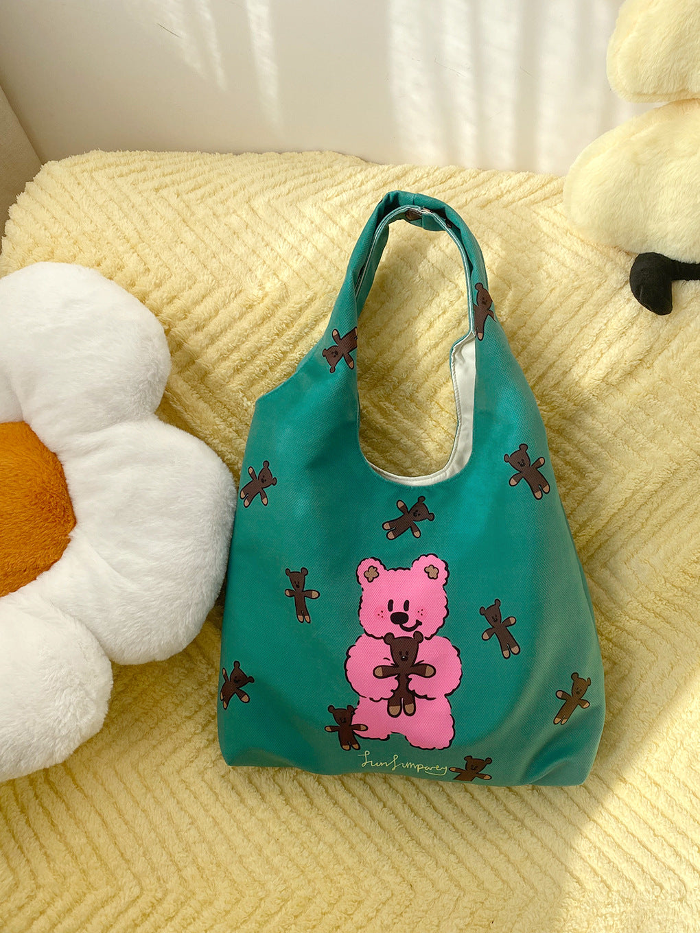 Cartoon Flocking Shoulder Tote - Modomu