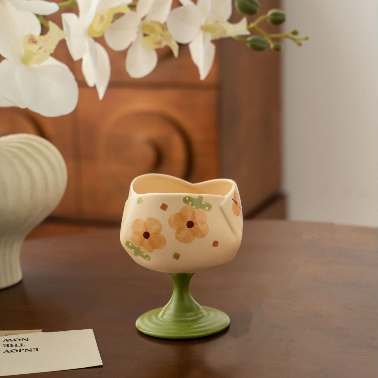 Butterfly Floral Ceramic Rice Bowl - Modomu