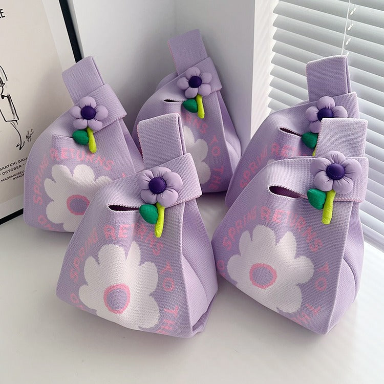 Knitted Animal Tote Bucket Bag