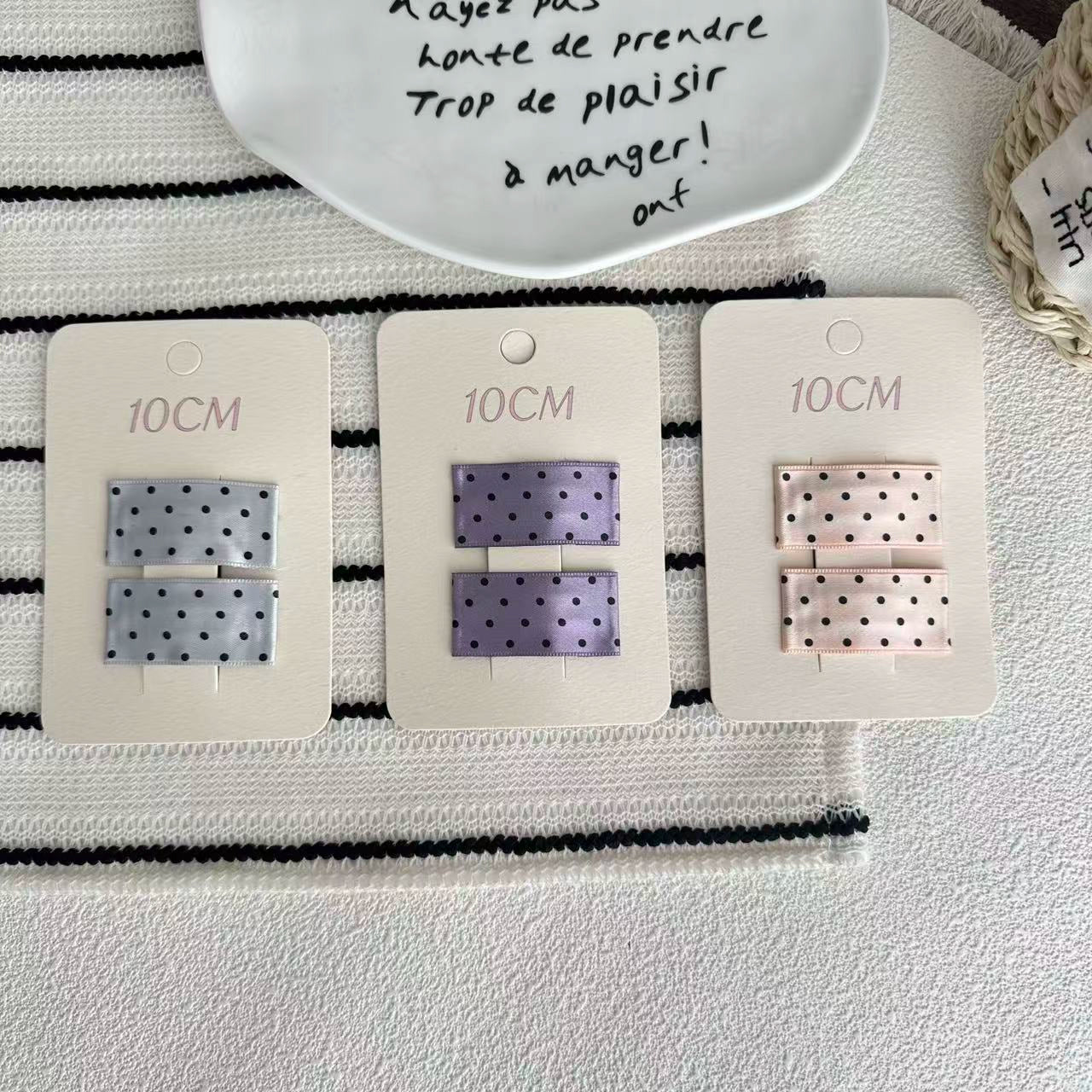 Satin Heart Polka Dot Hairpin - Modomu