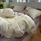 Lace Trim Cotton Bedding Set
