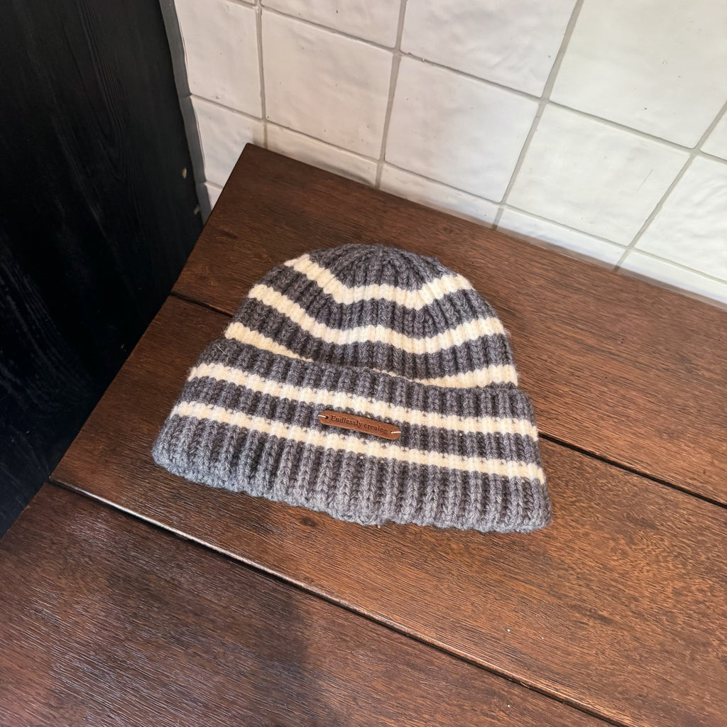 Striped Retro Knit Beanie Hat