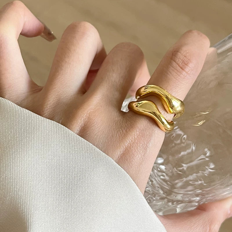 Irregular Open Wave Statement Ring - Modomu