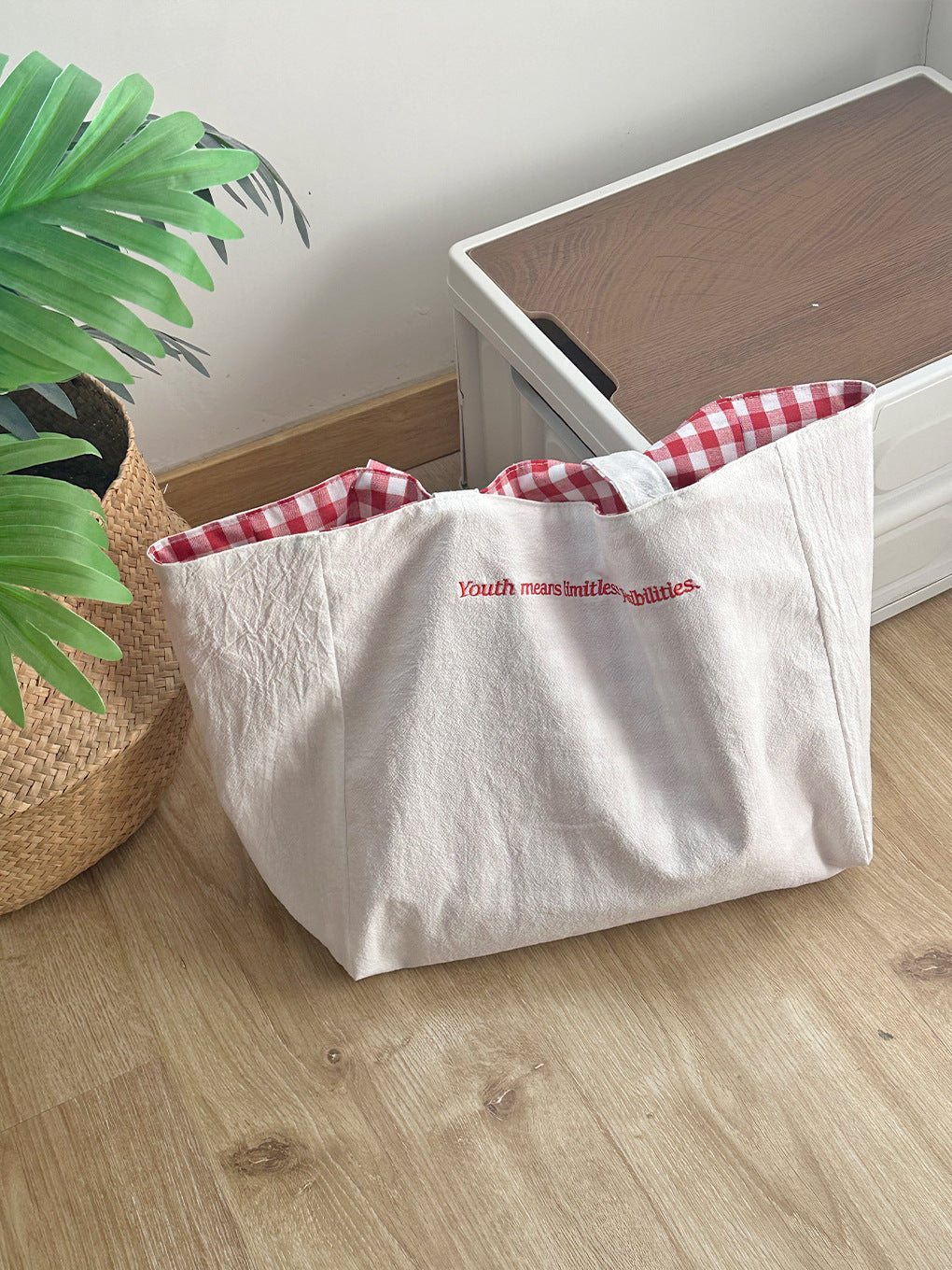 Canvas Tote Bag With Embroidery