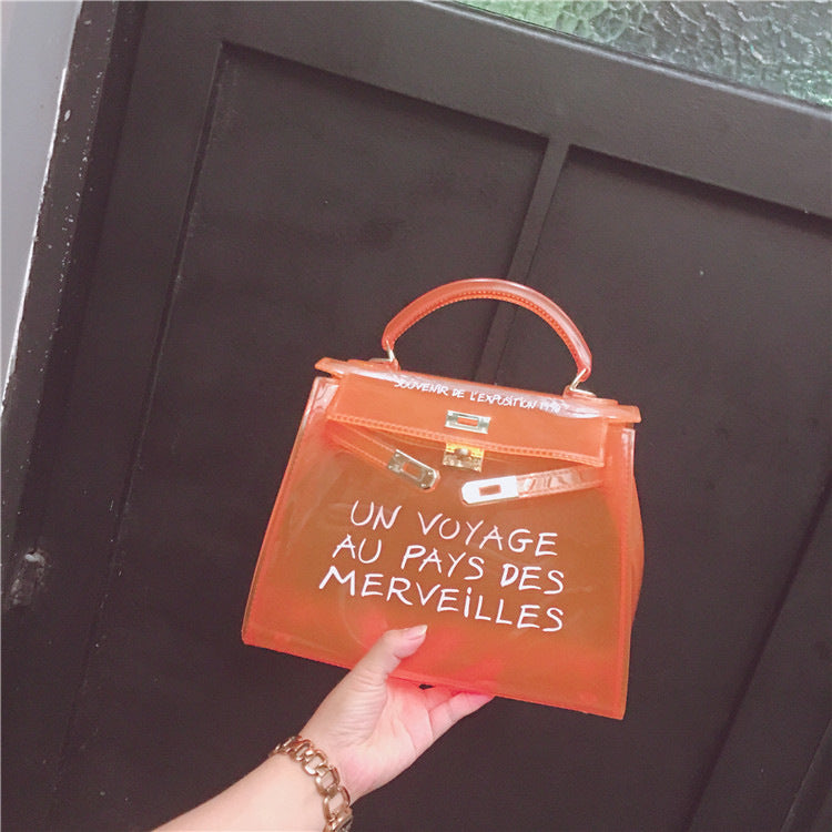 Script Jelly Top Handle Bag