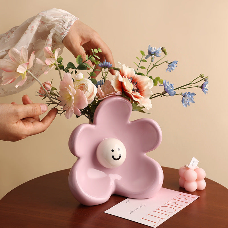 Smiley Face Ceramic Flower Vase - Modomu