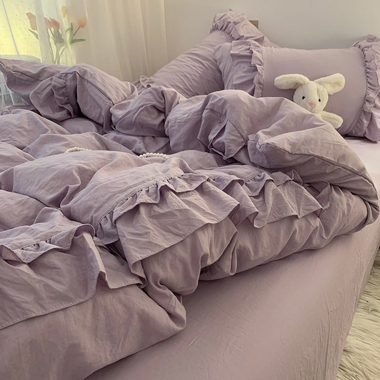 Ruffled Washed Cotton Bedding Set