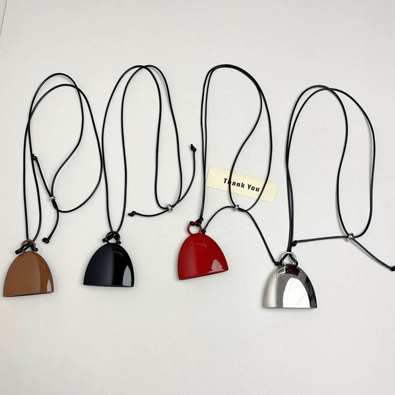 Half Moon Pendant Long Necklace