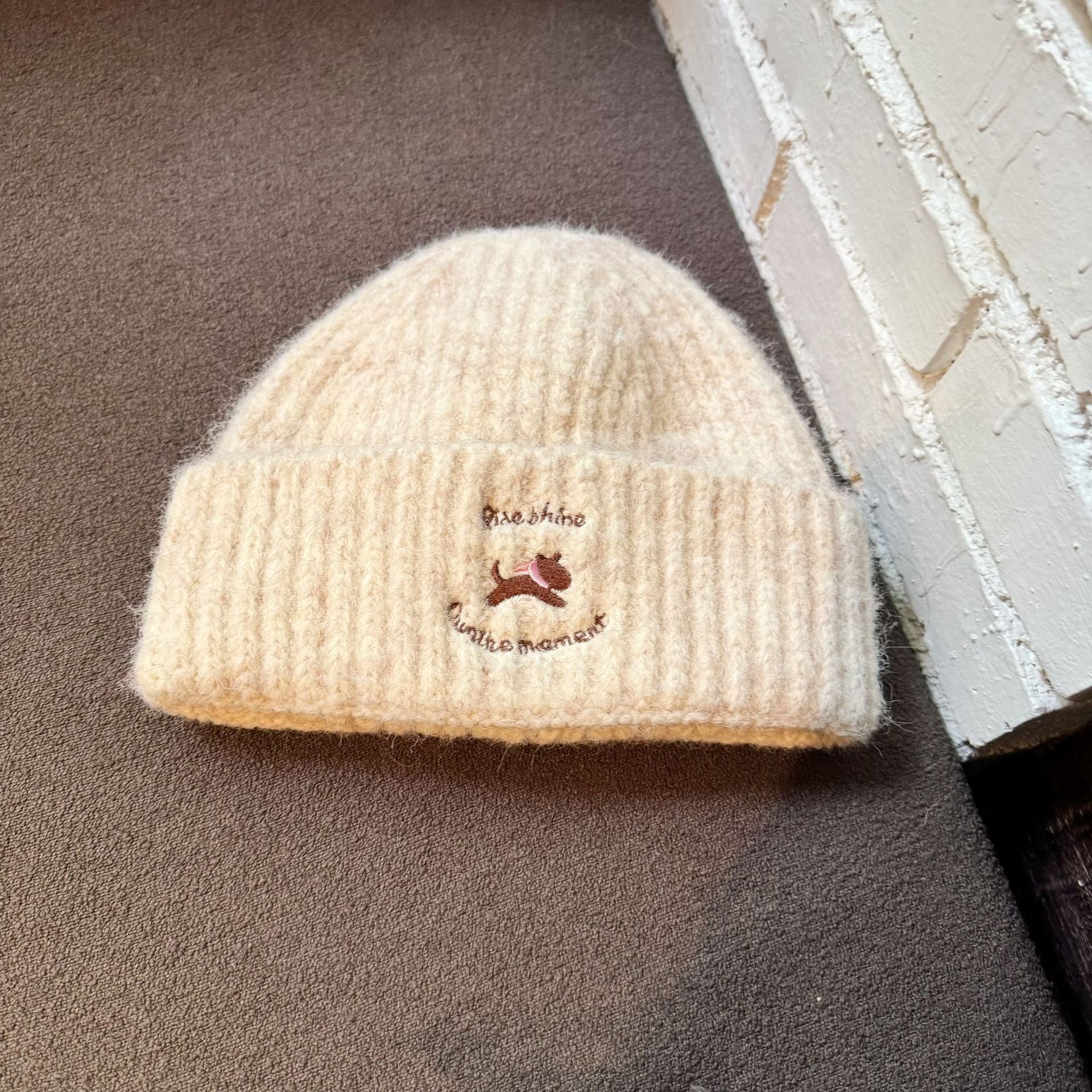 Embroidered Puppy Design Beanie - Modomu