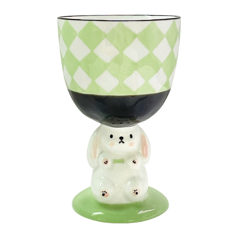 Hand Painted Rabbit Goblet Mug