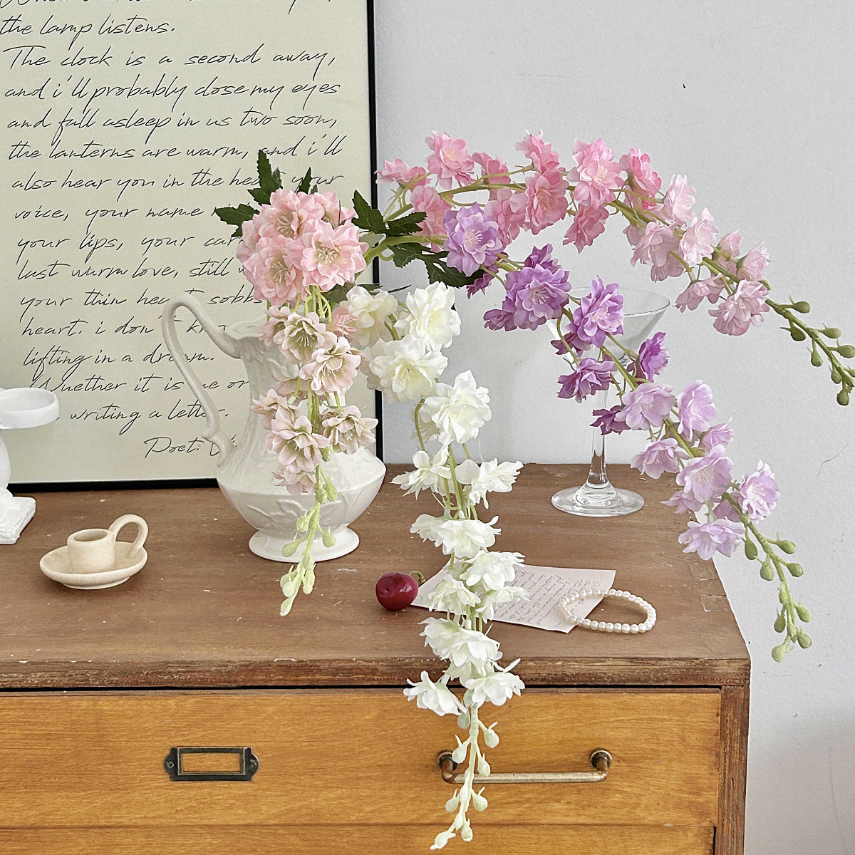 Delphinium Violet Faux Flower Arrangement - Modomu