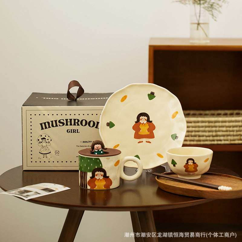 Retro Girl Ceramic Tableware Set - Modomu