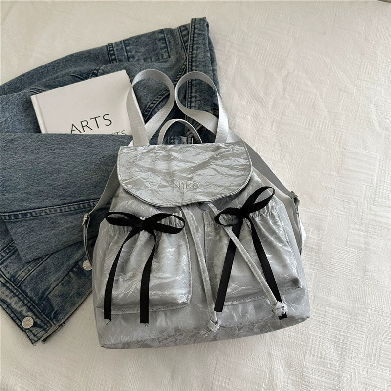 Canvas Backpack With Bow Detail - Modomu