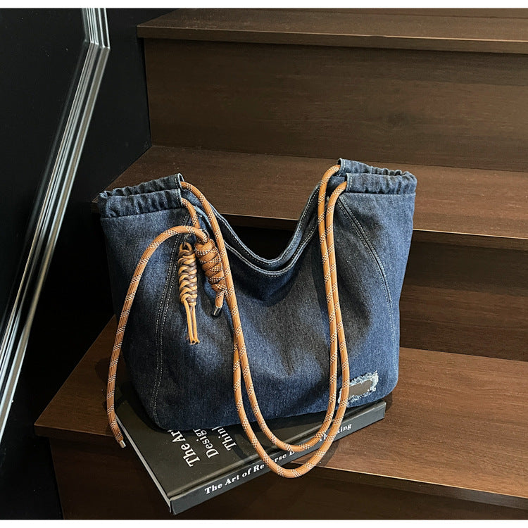 Washed Denim Slouch Tote