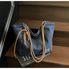 Washed Denim Slouch Tote