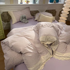 Lace Trim Cotton Bedding Set