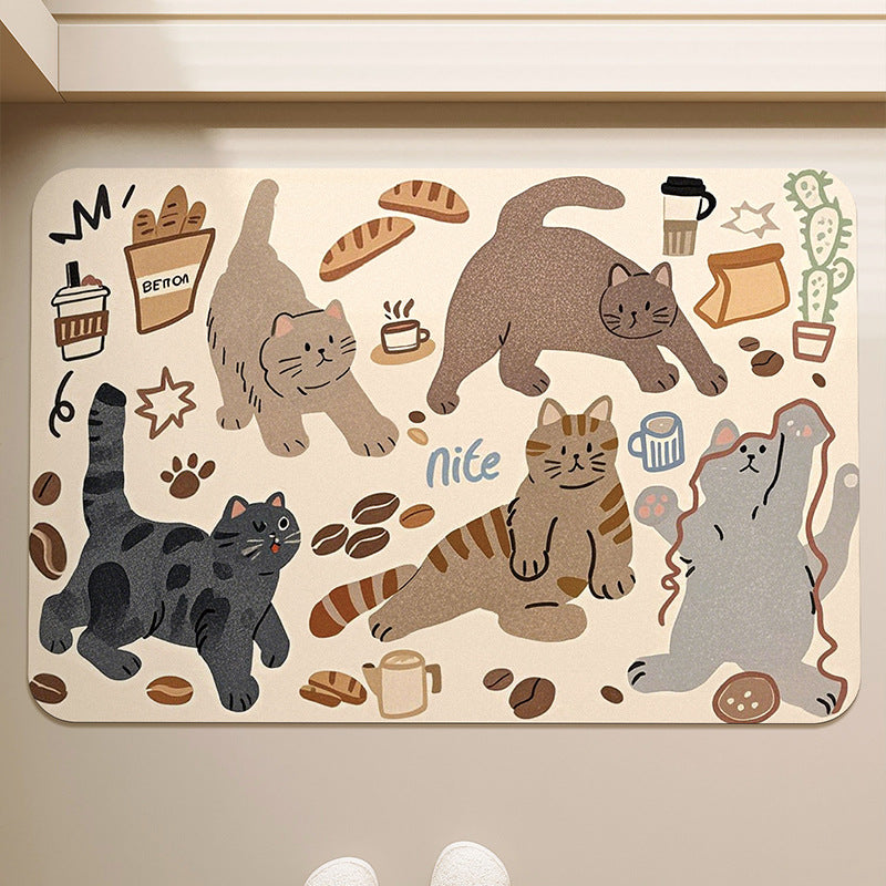 Coffee Break Cats Bath Mat